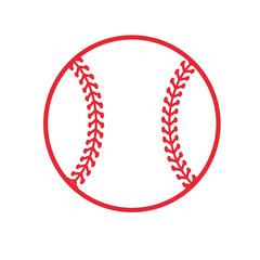 Beautiful red stitch baseball ball vector Isolated on white background