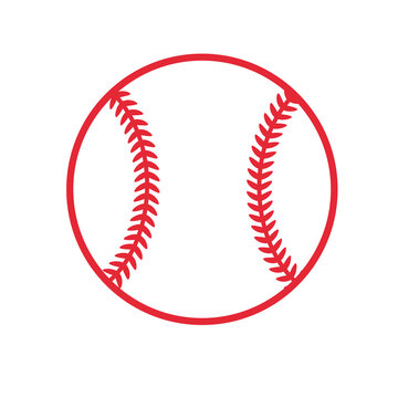 Beautiful red stitch baseball ball vector Isolated on white background