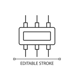 Connector linear icon. Electromechanical device used to join conductors and create circuit. Thin line customizable illustration. Contour symbol. Vector isolated outline drawing. Editable stroke