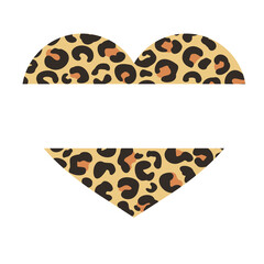 Heart shaped cheetah shirt pattern background Leave space for adding text. Isolated on background