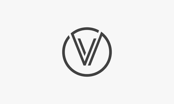 V or VV circle logo concept isolated on white background.