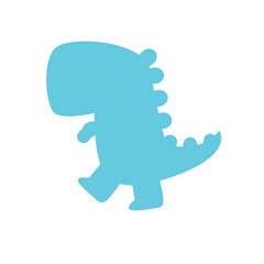 Blank baby dinosaur silhouette for add cute text for kids. Isolated on background.