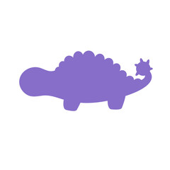 Blank baby dinosaur silhouette for add cute text for kids. Isolated on background.