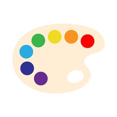Cartoon art palette with eight colors, vector illustration