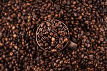 Сoffee beans . View from above