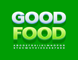 Vector modern concept Good Food with 3D Alphabet Letters and Numbers set. Simple White Font