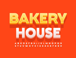Vector colorful Sign Bakery House. Modern 3D Font. Creative Alphabet Letters and Numbers
