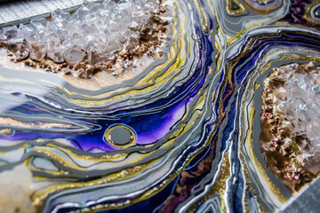 epoxy resin agate geode abstract art and original resin painting or functional art 