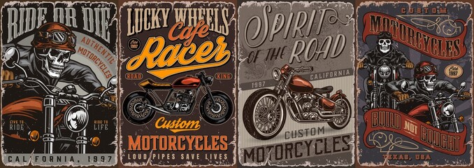 Motorcycle vintage colorful posters