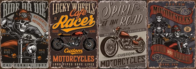 Gordijnen Motorcycle vintage colorful posters © DGIM studio