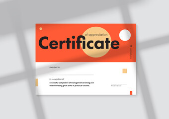 Certificate of appreciation template design. Elegant business diploma layout for training graduation or course completion. Vector background illustration.