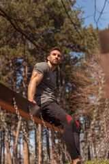 Man taking a break while working out