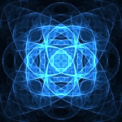 Abstract blue fractal symmetrical background
