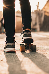shoe detail of young skater as he prepares to go on the skateboard © Raffaele Conti RC88