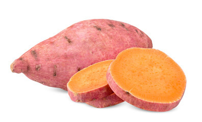 Sweet potato isolated on white clipping path