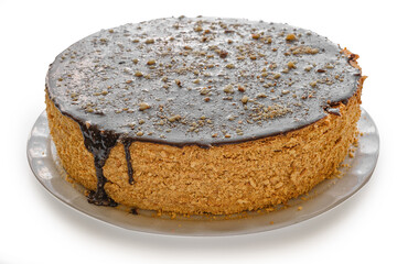 Chocolate cake, isolated on a white background