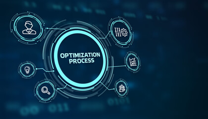 Optimization Software Technology Process System Business concept. Business, Technology, Internet and network concept. - obrazy, fototapety, plakaty
