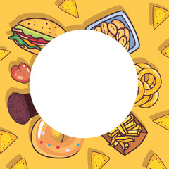 Fast food circle icons