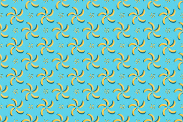 Bananas on a blue background. Seamless banana pattern. Seamless texture. Hard shadows.