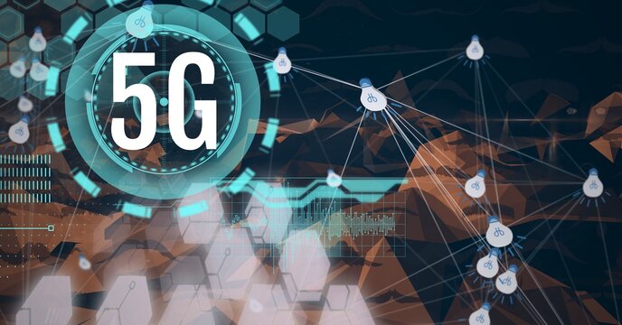 Composition of 5g text over scope scanning and network of connections with light bulbs