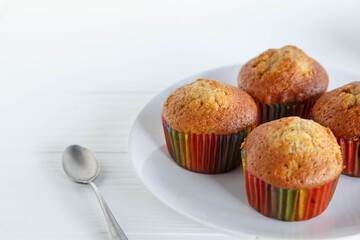Home made cupcakes menu on white wooden table