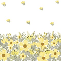yellow watercolor floral background for greeting and wedding invitation card, vector design