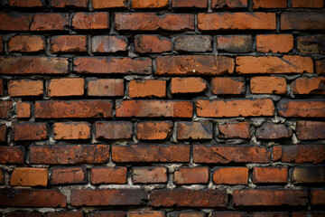 Brick wall red old weathered texture background. Grunge old house aged dark bricks.