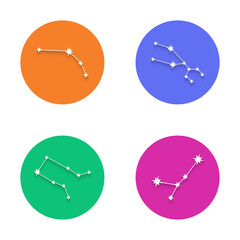 Zodiac constellation symbols collection isolated on colorful background