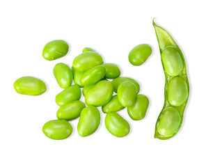 Green soy bean isolated on white clipping path