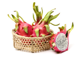 Pitaya or Dragon Fruit isolated against white background