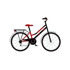 Bicycle with a trunk for travel and city trips. Bike for travel. Hobby. Flat style Vector Illustration.