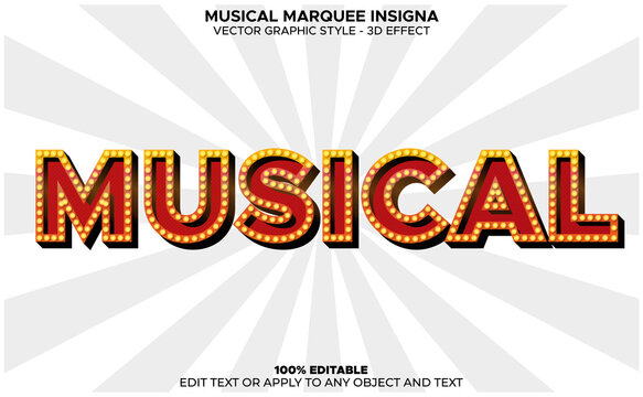 Musical Vector Isolated Musical Sign - Marquee Letters - Vector Graphic Style - 3d Effect