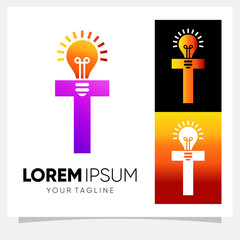 Initial Letter T Smart Light Bulb Logo Design Vector Graphic