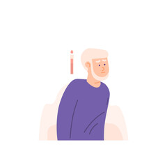Fototapeta na wymiar illustration of an old man who has a headache and is weak due to high blood pressure. have hypertension. people's expressions are not feeling well. flat cartoon style. vector design