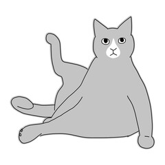 ヨガポーズのハチワレの猫の全身イラスト