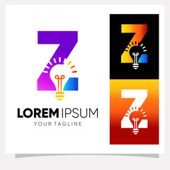 Initial Letter Z Smart Light Bulb Logo Design Vector Graphic