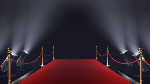 3d render red carpet on the black background