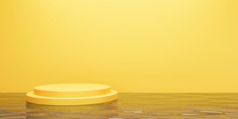 3d rendering of empty gold podium abstract minimal background. Scene for advertising design, cosmetic ads, show, technology, food, banner, cream, fashion, kid, luxury. Illustration. Product display