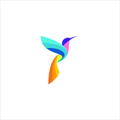 Beautiful Creative Bird Colibri Logo Design Template
