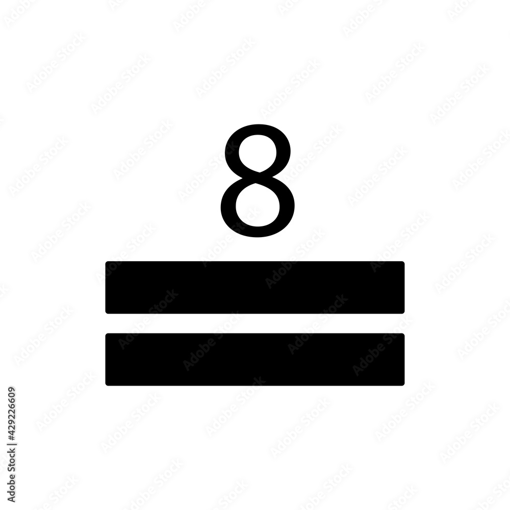 Poster square icon and figure eight. maximum stack symbols. editable stroke. design template vector
