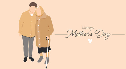 Happy Mother's Day card. Flat vector illustration.