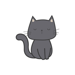 Doodle illustration black cat vector graphics
