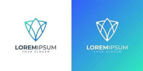 letter A and V with shield concept logo design inspiration