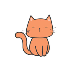 Doodle illustration orange cat vector graphics
