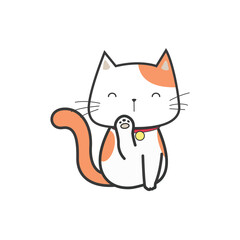 Doodle illustration lucky cat vector graphics