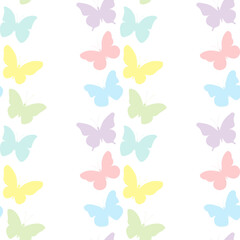 Seamless pattern butterflies silhouettes colorful vector illustration