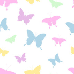 Fototapeta na wymiar Seamless pattern butterflies silhouettes colorful vector illustration