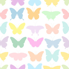 Seamless pattern butterflies silhouettes colorful vector illustration