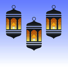 Ramadan and Eid Mubarak Lamps for celebrating and Abstract background