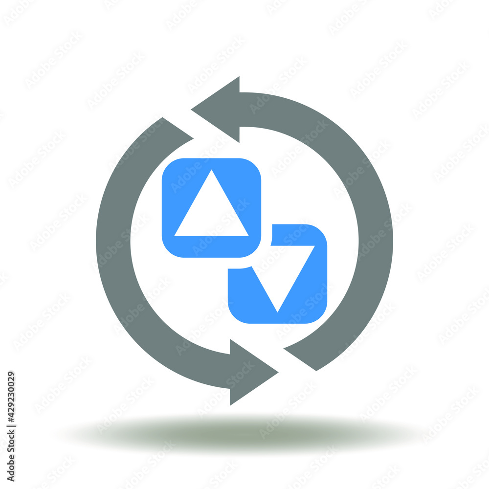 Poster round cycle arrows and index up down indicators vector illustration. options trading icon. option sy